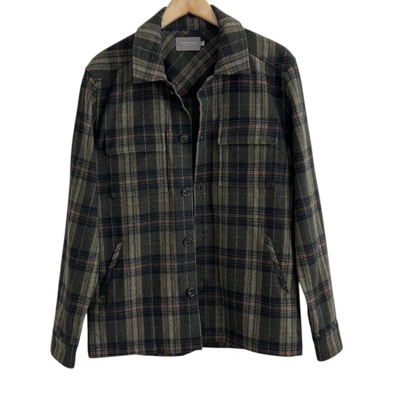 mododoc Wool Blend Plaid Long Sleeve Shacket Jacket (M) - Picture 2 of 9